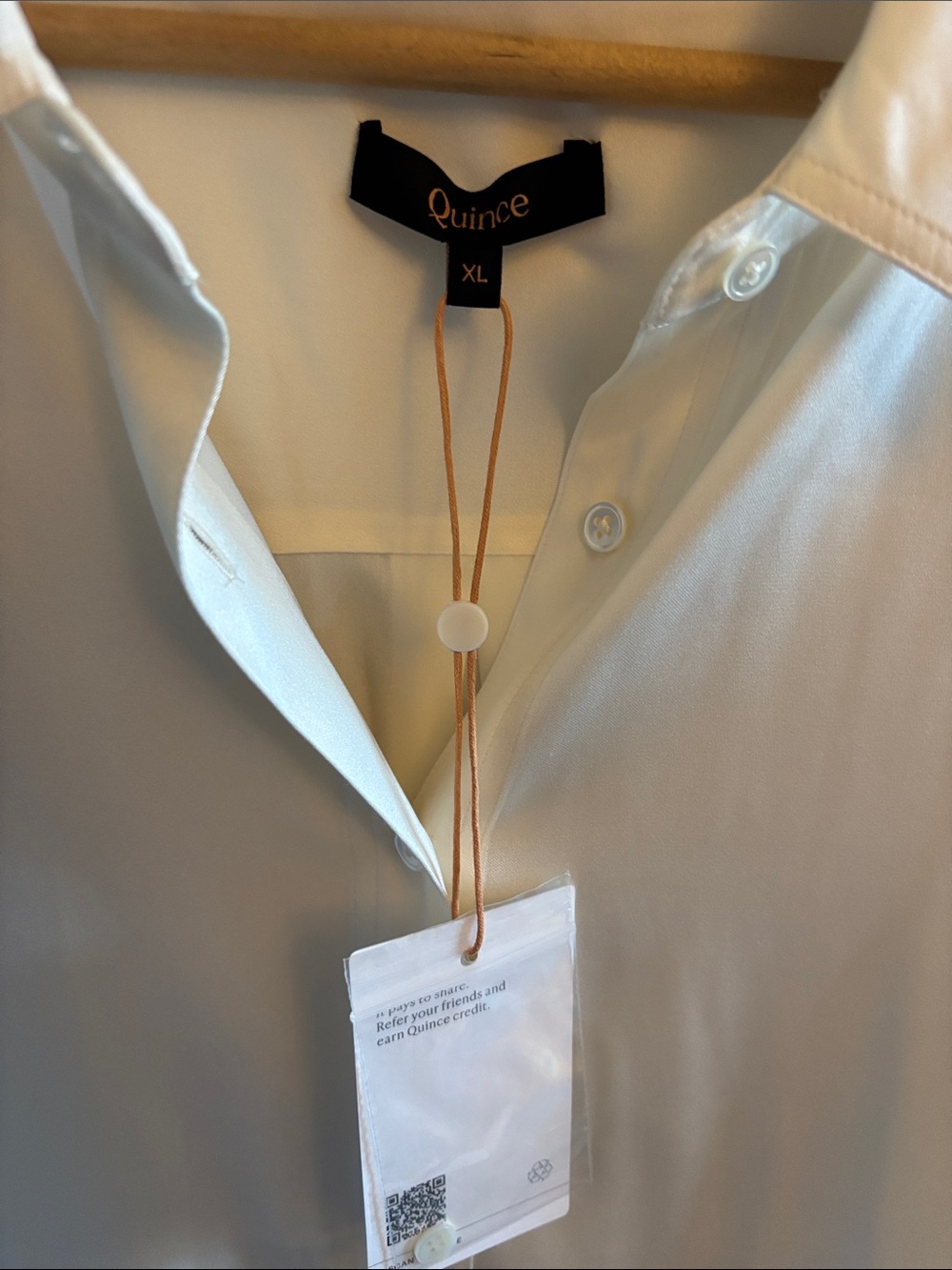 Quince Washable Silk Blouse Ivory XL NWT - Picture 10 of 12